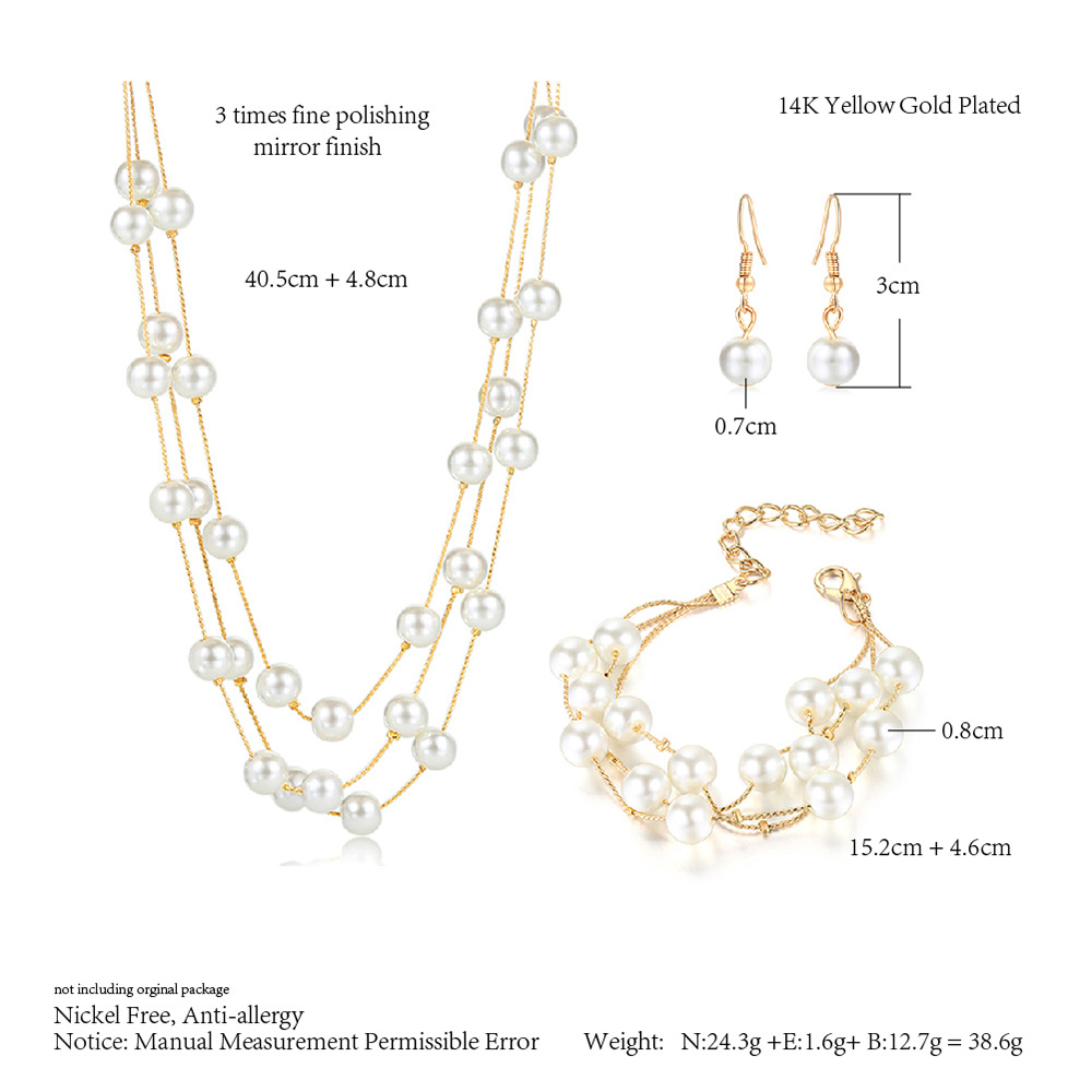 Fashion Geometric Copper Beaded Womenu0027S Bracelets Earrings Necklace 3 Piece Set