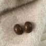 立体深咖色椭圆小巧耳钉