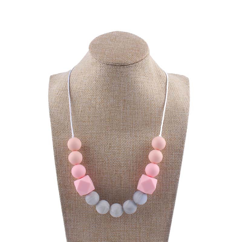 Nueva silicona grande octogonal molar mordedor collar infantil mordedura teether palo masticable colgante collar