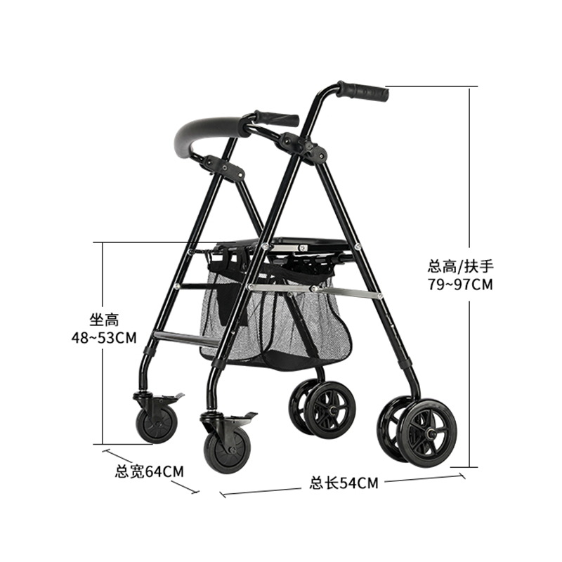asistente de marcha para ancianos carro de mano capaz de sentarse y caminar ligero plegable multifuncional de cuatro ruedas asistente de marcha