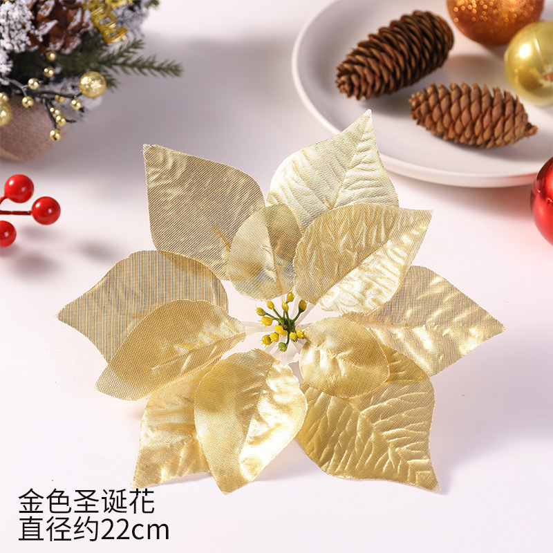 Al por mayor y al por menor Flor de Navidad artificial 22cm gran árbol de Navidad flor decorativa Comercio exterior transfronterizo caliente accesorios de Navidad