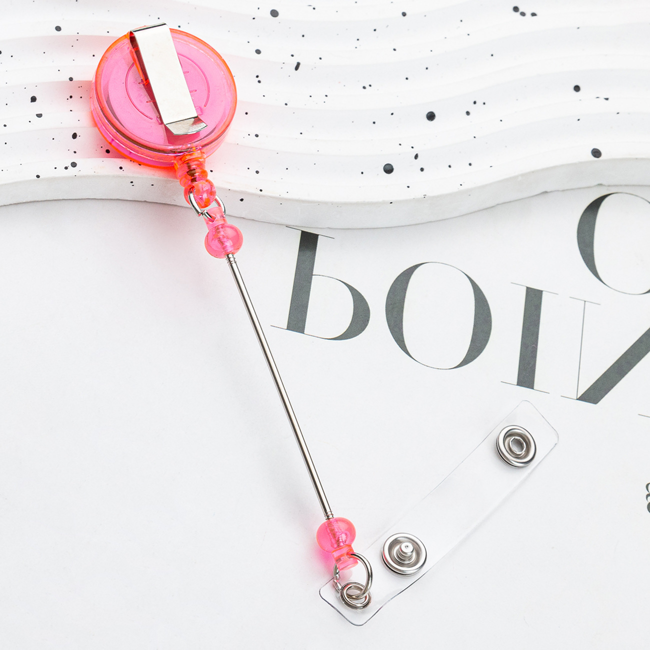 Cubierta de tarjeta retráctil fácil de tirar hebilla creativa perlas llavero retráctil hebilla de trabajo placa de identificación fácil de tirar hebilla de cable