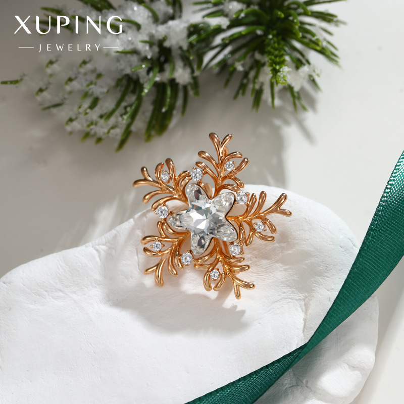 Xuping jewelry Original Crystal Hollow Snowflake Brooch ins Pin Christmas gift badge Jewelry