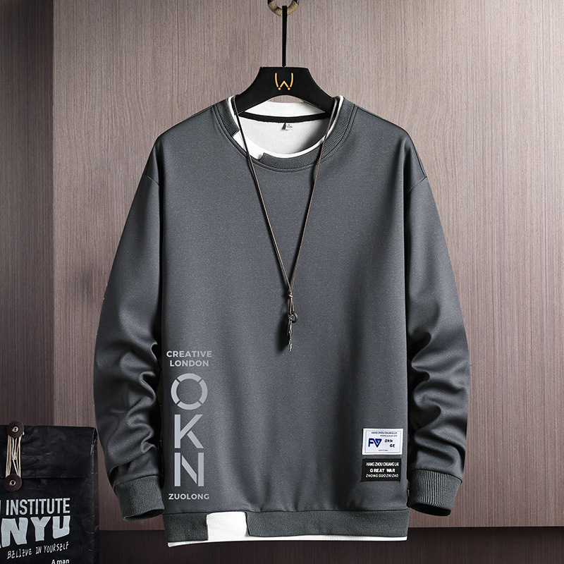 Primavera y otoño nuevo suéter para hombre casual todo-fósforo joven guapo camiseta de manga larga cuello redondo para hombre