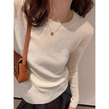 纯色显瘦正肩羊毛内搭打底衫女装春秋高级感软糯针织毛衣修身上衣