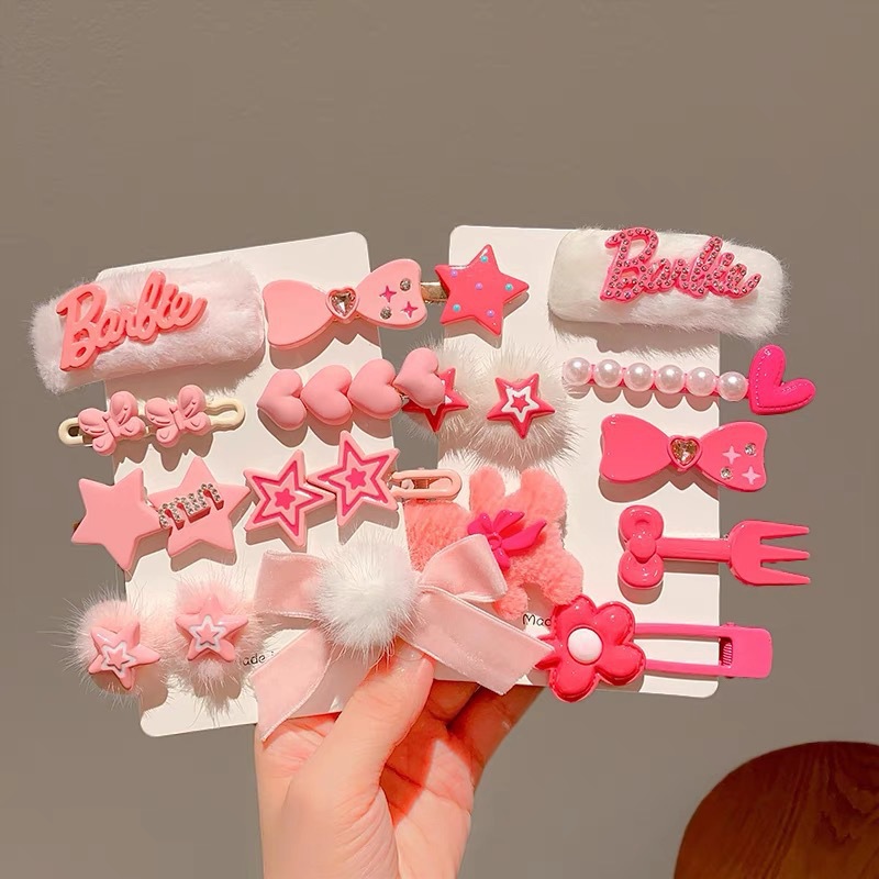 Nueva pinza de pelo de felpa rosa 2023, flequillo de niña, horquilla de pelo roto lateral, pinza de niña linda, horquilla de amor