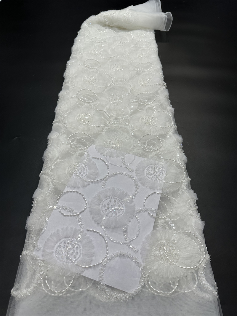 Tejido de bordado de verano círculo con tela bordada vestido de boda moda vestido de escenario vestido de moda tela