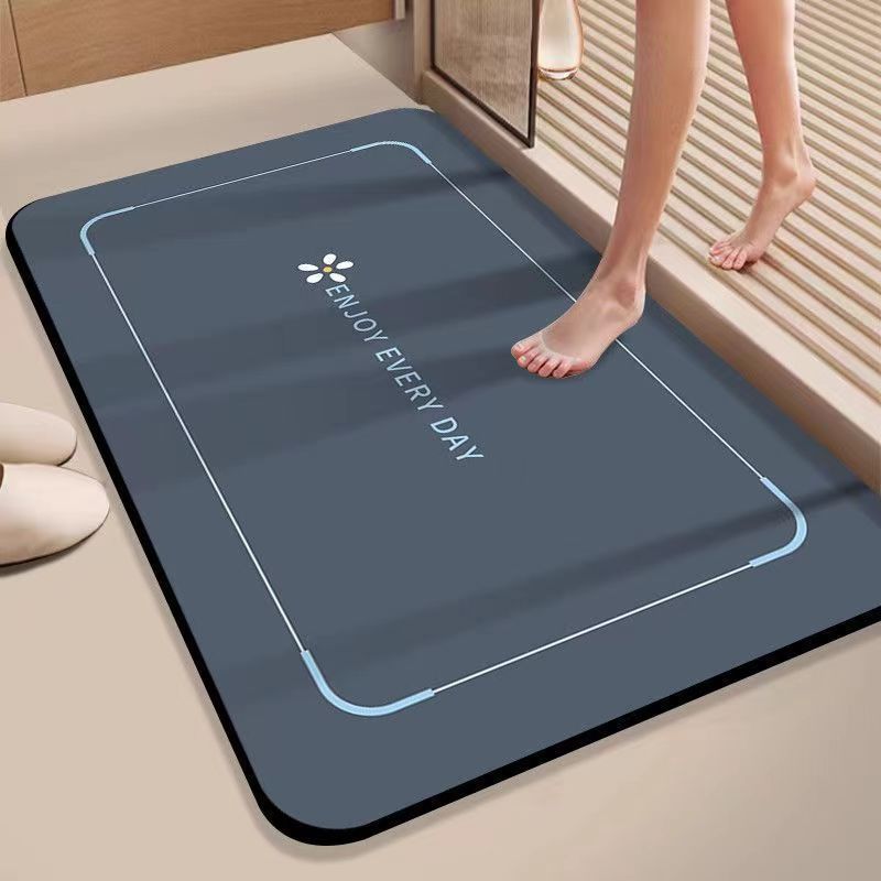 Bathroom Floor Mat Diatom Mud Absorbent Non-Slip Mat Household Bathroom Door Quick-Drying Foot Mat Easy to Care for Kitchen Floor Mat