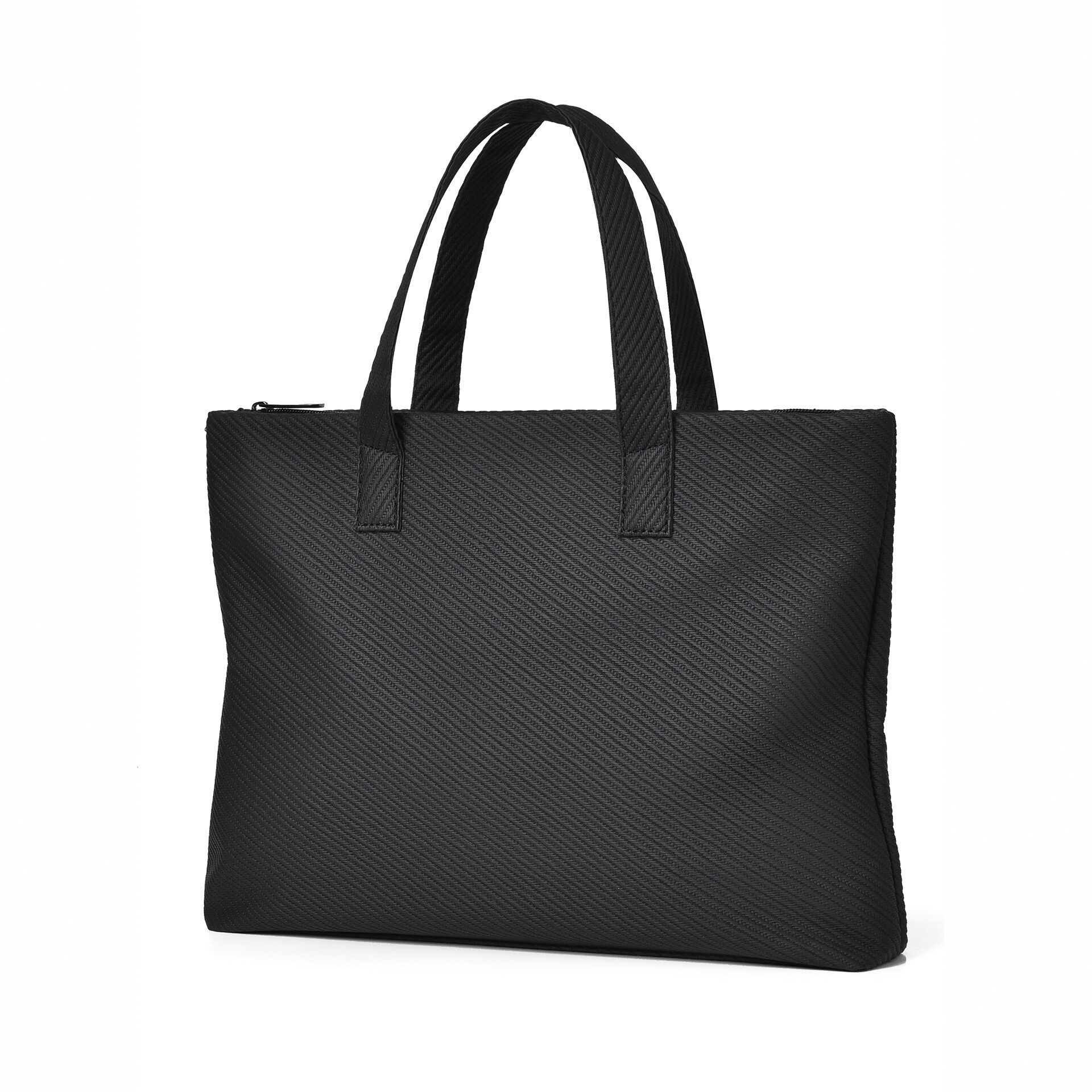 Men's business handbag, large-capacity computer briefcase, commuter office document bag, simple and stylish woven pattern bag
