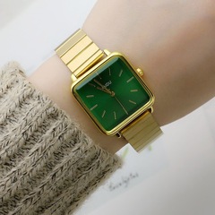 竹節帶方形女表土豪金帶手錶網帶時尚女生手錶森系正方形石英表
