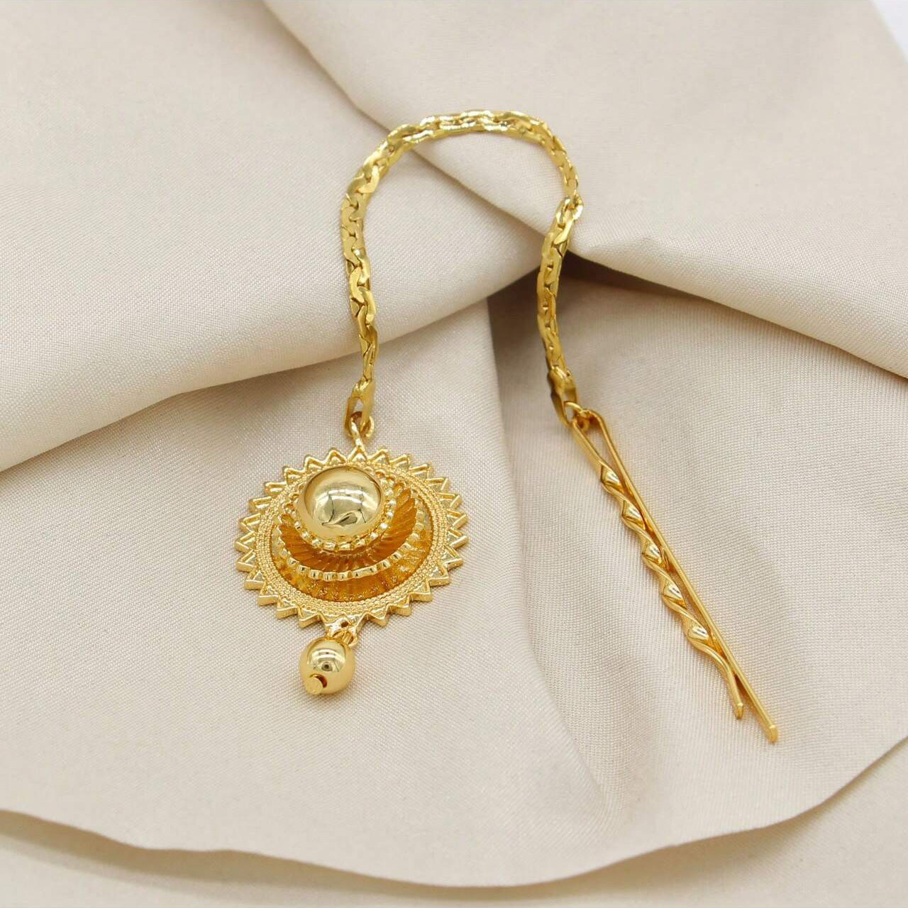 1Pcs New Women's Head Chain Copper Gold Plated Glossy Pendant Chain Suitable for Daily Holiday Parties