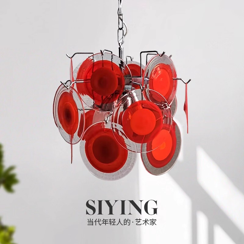 French Middle Murano Murano Vintage Bedroom Chandelier Red Glass Master Bedroom Designer Restaurant Bar Lamp