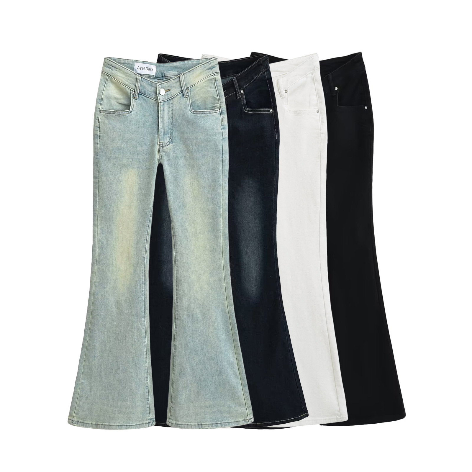 Fatal Waist Slimming V-Shaped Jeans for Women, Spring/Summer New Vintage Sexy Hip-Lifting Straight-Leg Flared Pants