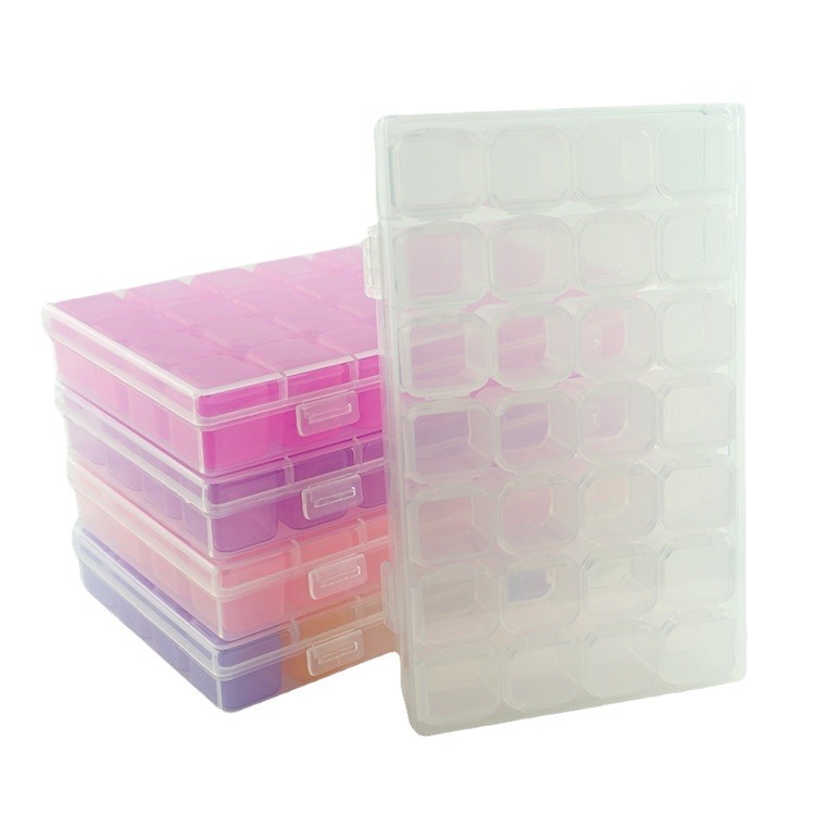 Manicura 28-caja de almacenamiento de rejilla 28-caja de joyería de rejilla caja de diamante caja de almacenamiento caja de joyería de manicura caja de herramientas de manicura