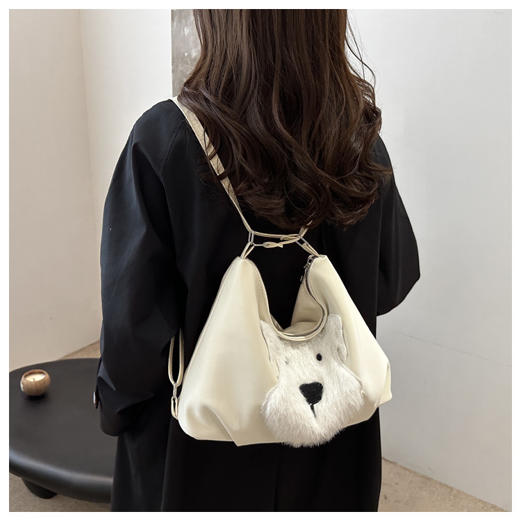 Cute little dog tote bag, women's bag, fashionable new school style backpack, large-capacity commuting single-shoulder bag undefined