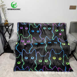 跨境亚马逊法兰绒数码印花毛毯柔软双面印午睡盖毯儿童毯