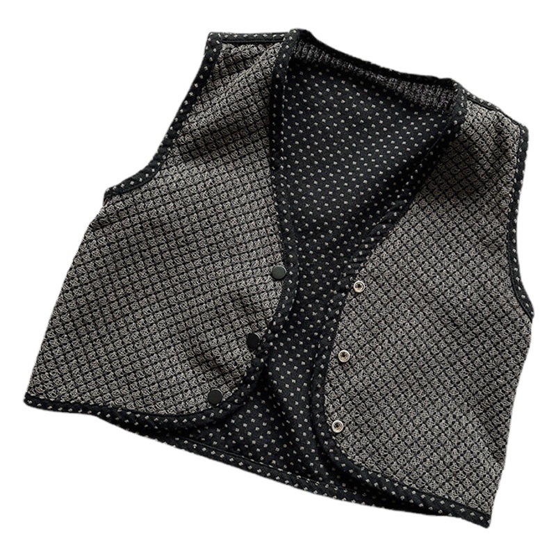Chaleco personalizado de doble cara ~ 2024 nuevos niños estilo coreano de algodón y lino estilo japonés y coreano para hombres y mujeres de todo fósforo de moda chaleco