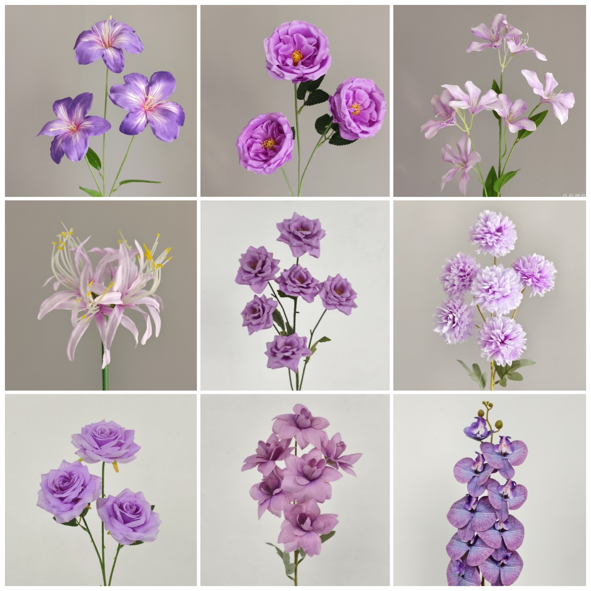 Purple simulation flower wedding auditorium ceiling hotel flower arrangement decoration flower row road background wall fake flower wholesale