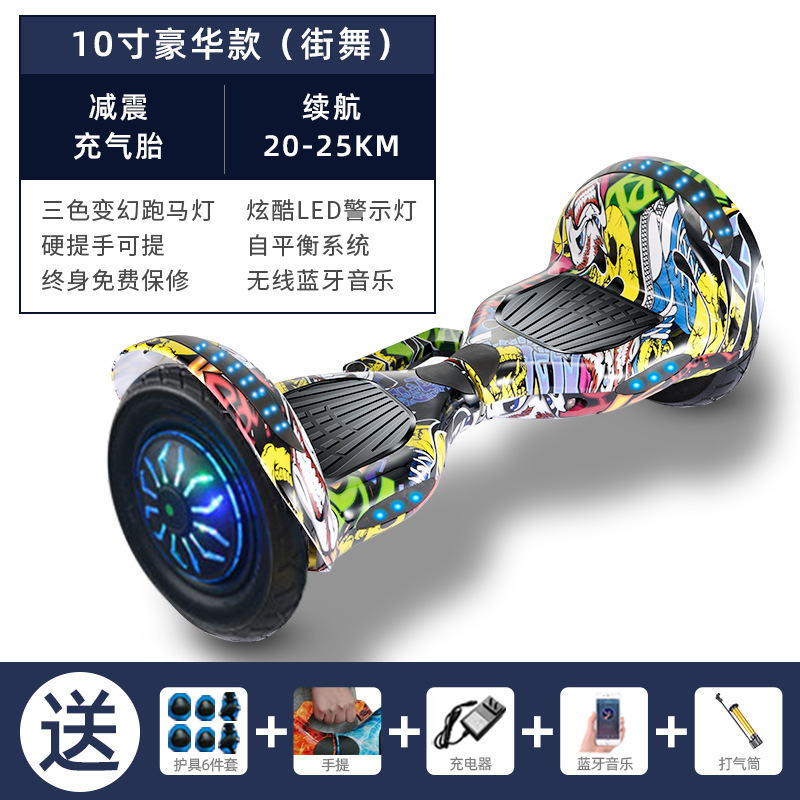 Coche de equilibrio para niños de 7 pulgadas Coche de oscilación de dos ruedas para adultos para niños Bluetooth caballo corriendo Luz Coche de equilibrio eléctrico para niños