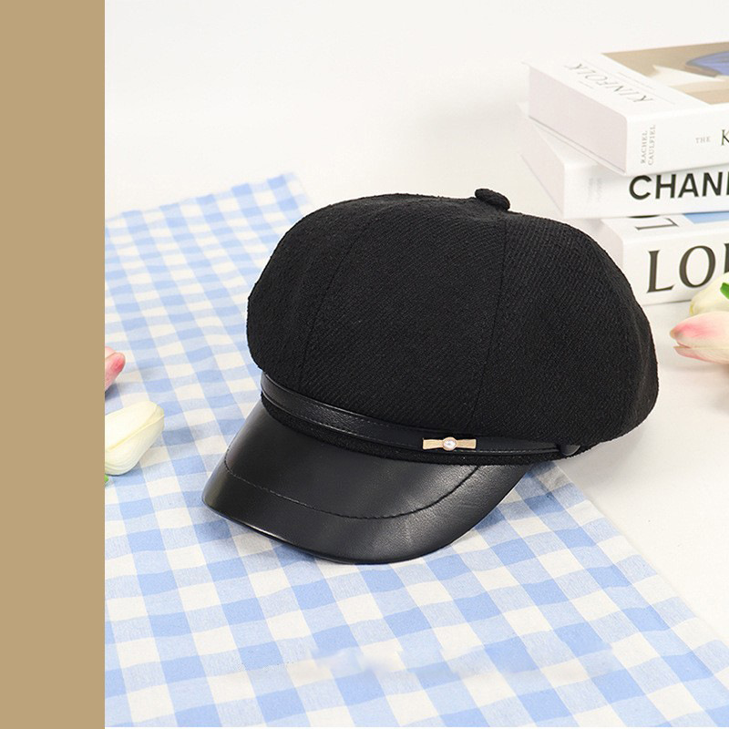 Sombrero de cuero japonés retro octogonal 2024 primavera y otoño nuevo estilo casual versátil mostrando la cara gorra de niños pequeños para hombres