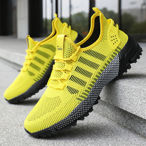 Men's Running Shoes for Cross-border Dropshipping, Wide Size, Featherweight Knit Single Shoes, Soft Sole, Comfortable, Breathable Mesh Shoes, Non-smelly Running Shoes
