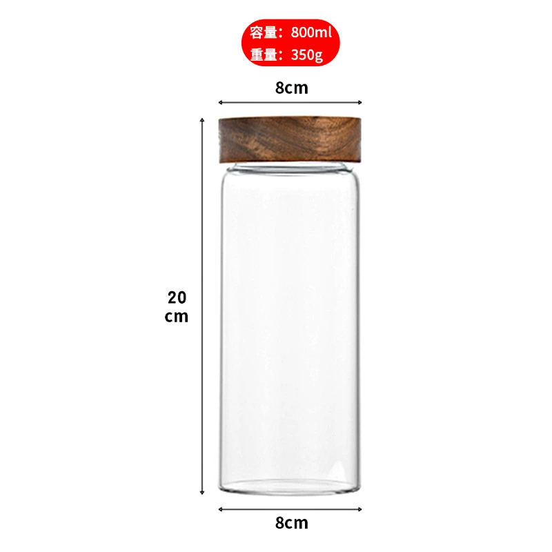 Kitchen Creative Glass Tank Miscellaneous Grain Storage Tank Acacia Covered Bar Tea Sealing Honey Bar