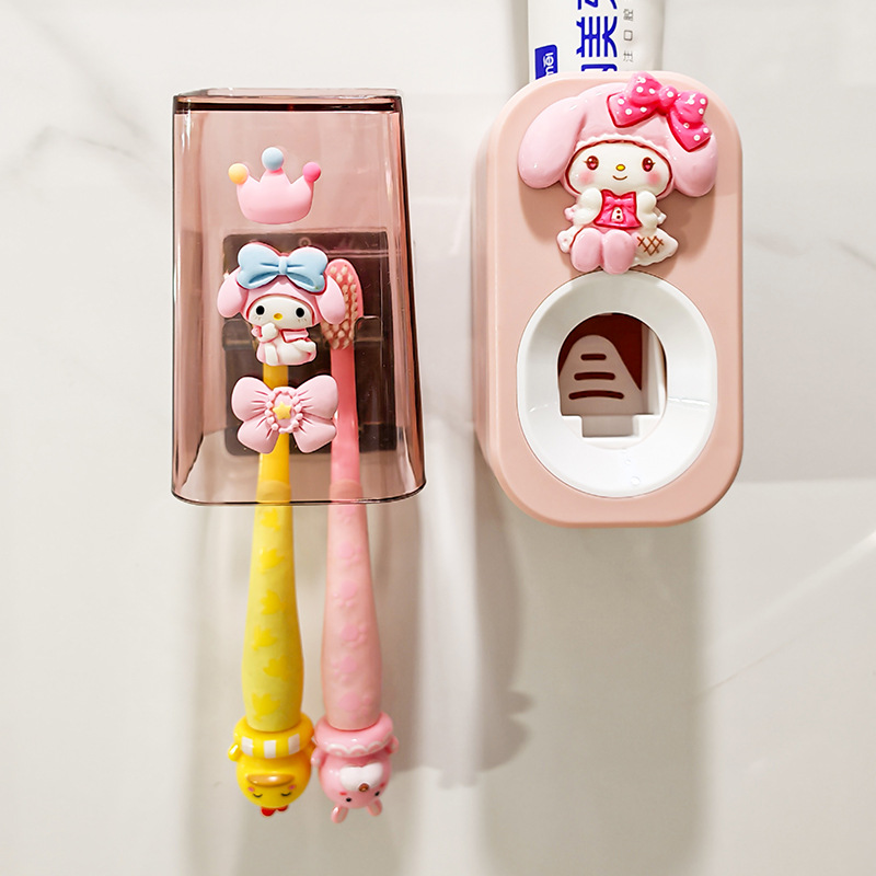 Niños creativo pasta de dientes exprimidor lindo cepillo de dientes taza de almacenamiento rack ponche libre perezoso pasta de dientes traje de lavado