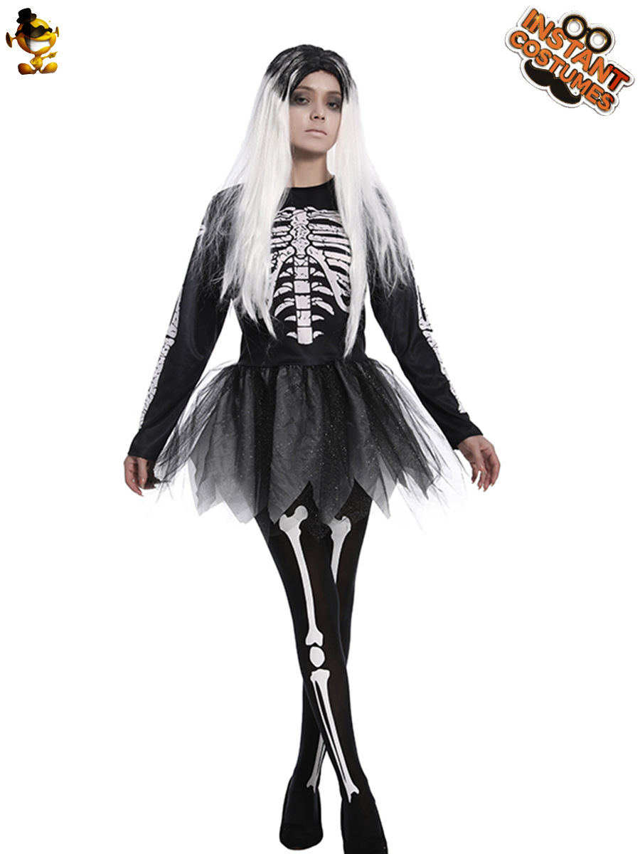 Big Girl horror cráneo vestido de Halloween Ghost Festival fiesta Carnaval Cosplay traje mascarada etapa rendimiento