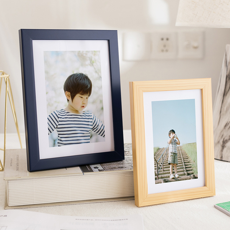 Simple photo studio wall photo frame set table children White black wood photo wall wholesale