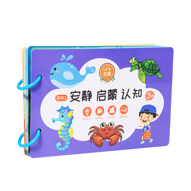 Educación temprana para niños transfronterizos, libros de pasta silenciosa, iluminación de dibujos animados, libros de pegatinas repetidos, libros ocupados, juguetes educativos