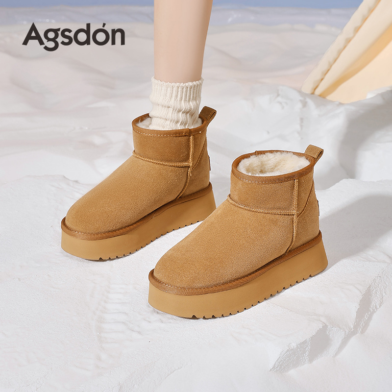 Botas de nieve de fondo grueso para mujeres 2025 nuevos zapatos de algodón de invierno gruesos de peluche botas cortas