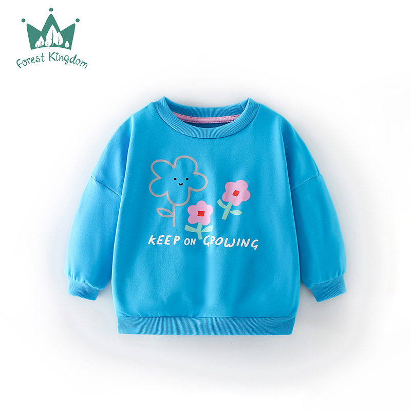 Girls' Sweatshirt Baby Top Long Sleeve Round Neck Clothes Autumn and Winter New Children's Clothing European and American One Piece 