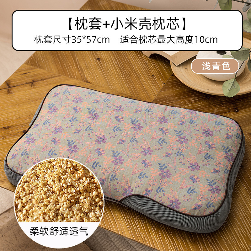 蘭馨全そば皮頚椎枕成人睡眠専用首保護枕シングルそば殻助睡眠硬枕|undefined