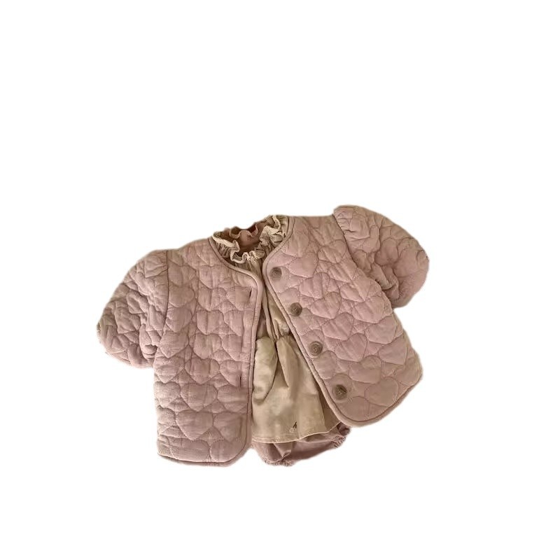 Ropa de invierno para bebés abrigo de Niñas Ropa de estilo coreano para niños ropa de bebé amor princesa acolchada ropa de algodón pequeña