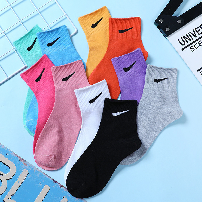 NK Medium hose Macaroon pinkycolor motion men and women Same item Couple socks Checkmark Gogo Elastic Socks