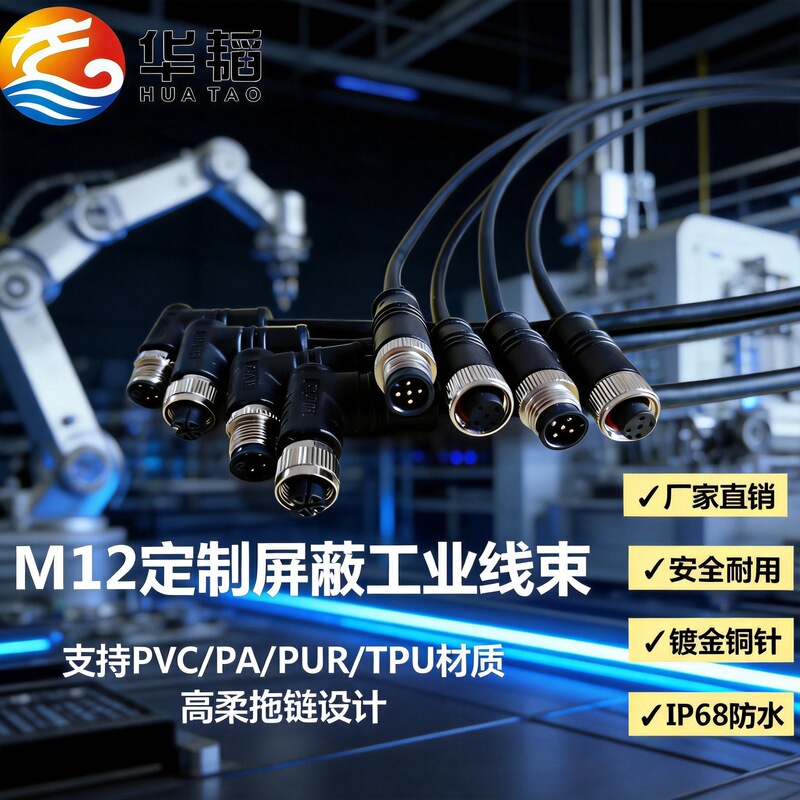 M12 Waterproof Connector Aviation Plug 4-Core 5-Core 8-Core Sensor Male and Female Connector Injection Molded Connection Ip67/Ip68