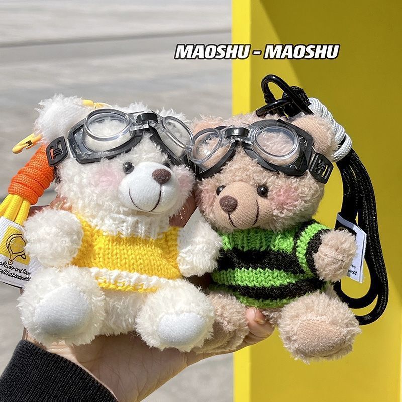 Colgante de bolsa de felpa de oso rubor Muñeca creativa Muñeca de oso lindo llavero Regalo Decoración interior de coche