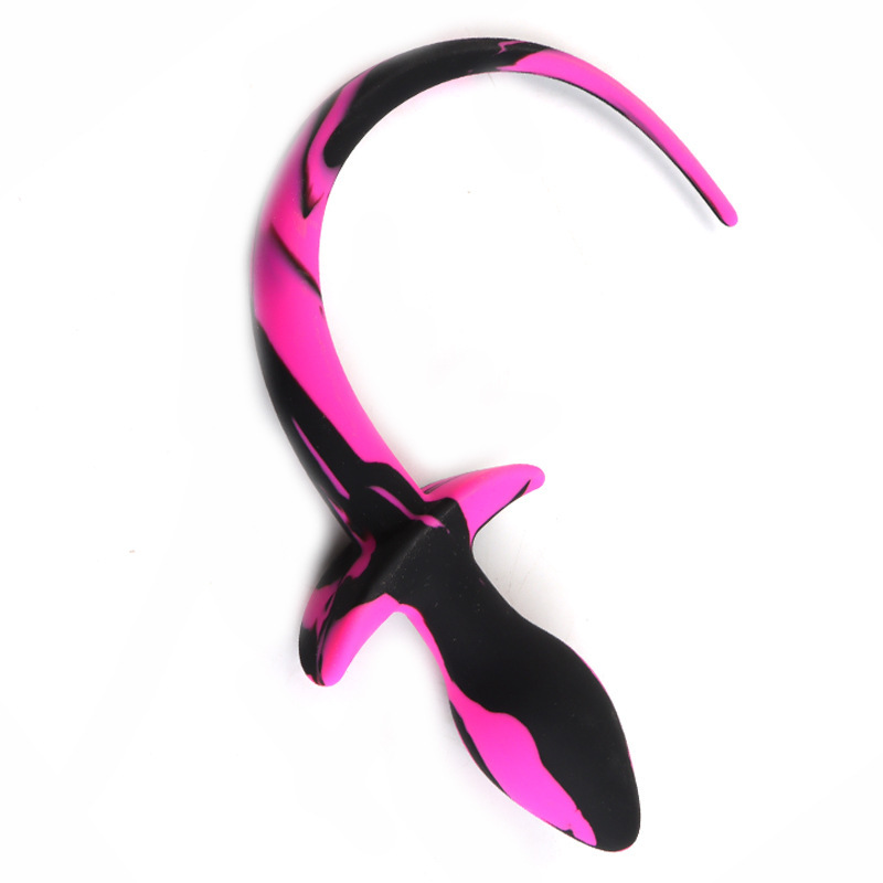 Dog Tail Silicone Anal Plug with Colorful Fluffy Tail, Adult Anal Training Toy — detail image 2