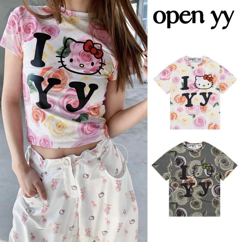 In-Stock Korean Niche Brand Open Yy Short-Sleeve Hello Kitty Full-Print Spicy Girl Slim-Fit T-Shirt, Available for Dropshipping In-Stock Korean Niche Brand Open Yy Short-Sleeve Hello Kitty Full-Print Spicy Girl Slim-Fit T-Shirt, Available for Dropshipping
