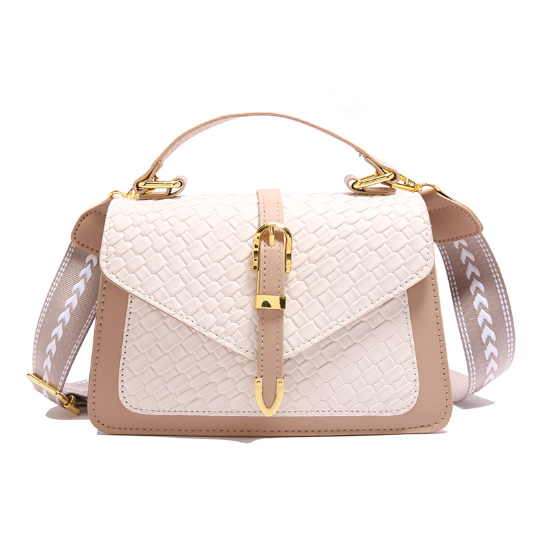 Moda y tendencia costura contraste color mujer 2025 nuevo bolso diagonal de un solo hombro retro tejido pequeño bolso cuadrado textura bolso