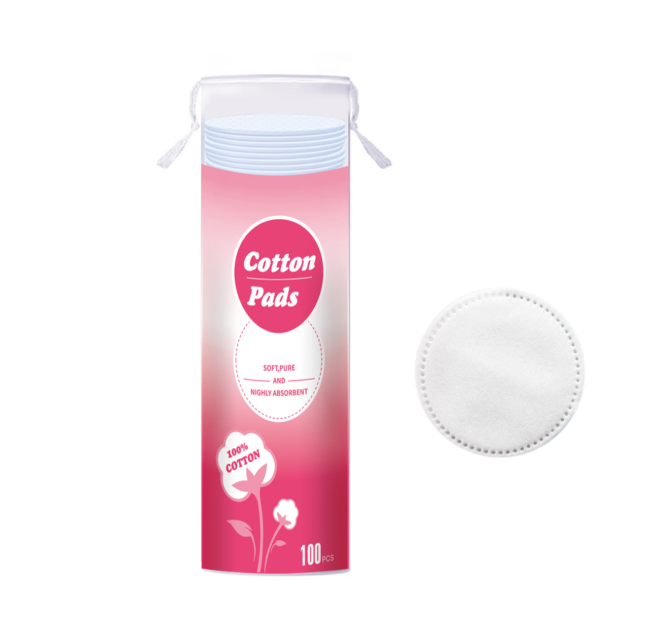 Discos de algodón redondos estilo inglés, algodón spunlace, algodón acolchado compuesto de tres capas, discos desmaquillantes con borde cosido y relieve, engrosados.