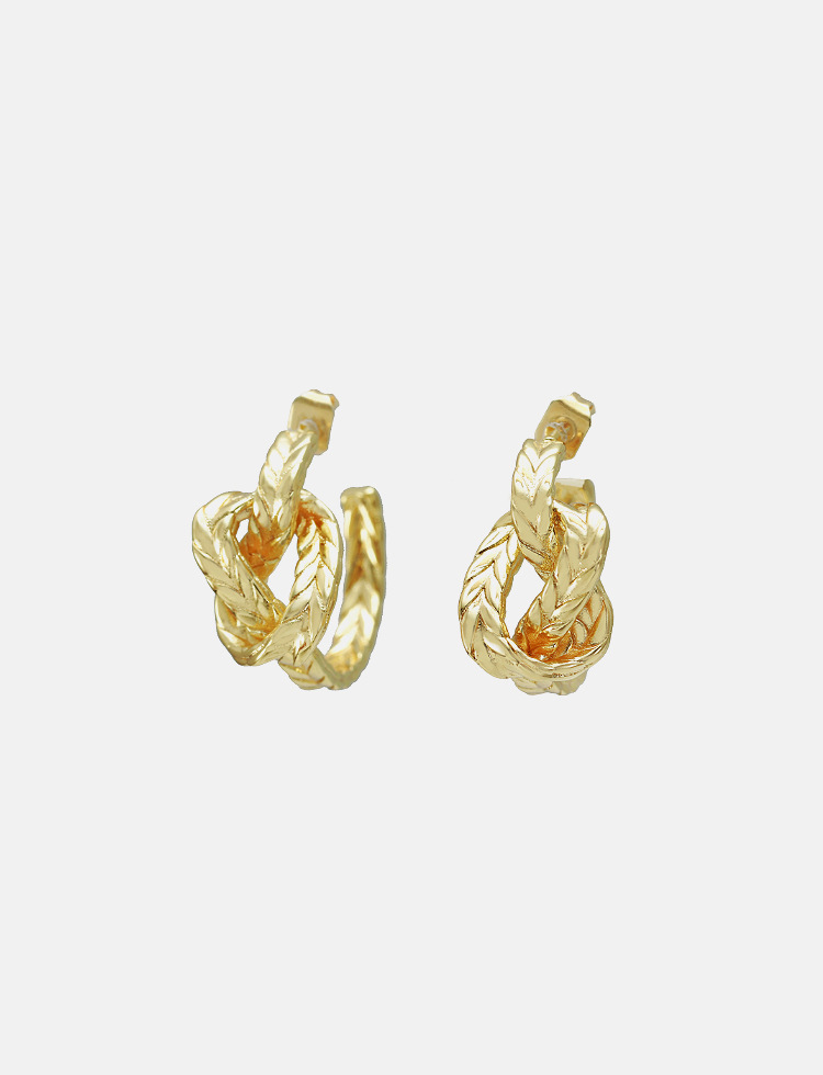 Fashion Irregular Twist Wheat Copper Gold-plated Earrings Wholesale display picture 5