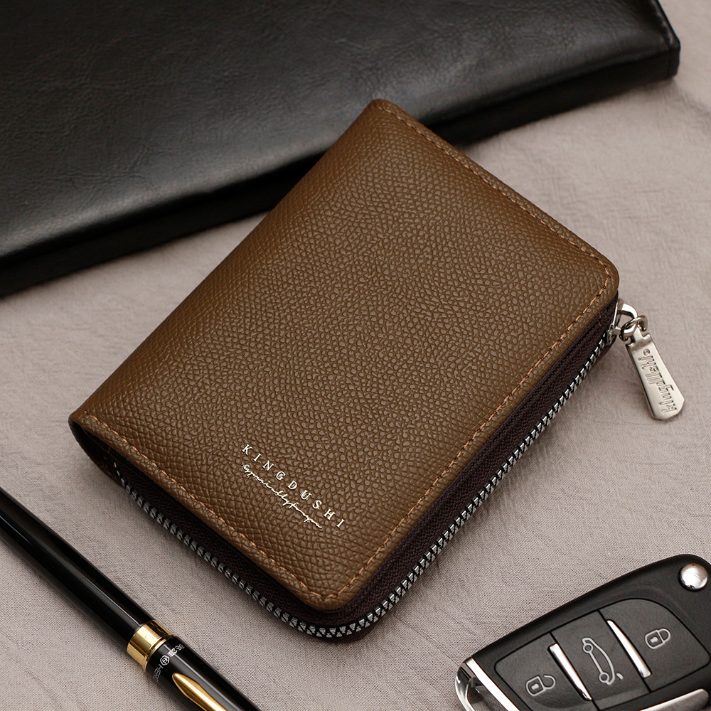 Ventas transfronterizas calientes de granulares para hombres billetera vertical de gran capacidad cremallera bolsa de tarjetas de cremallera bolsa de cambio multi-tarjeta cartera