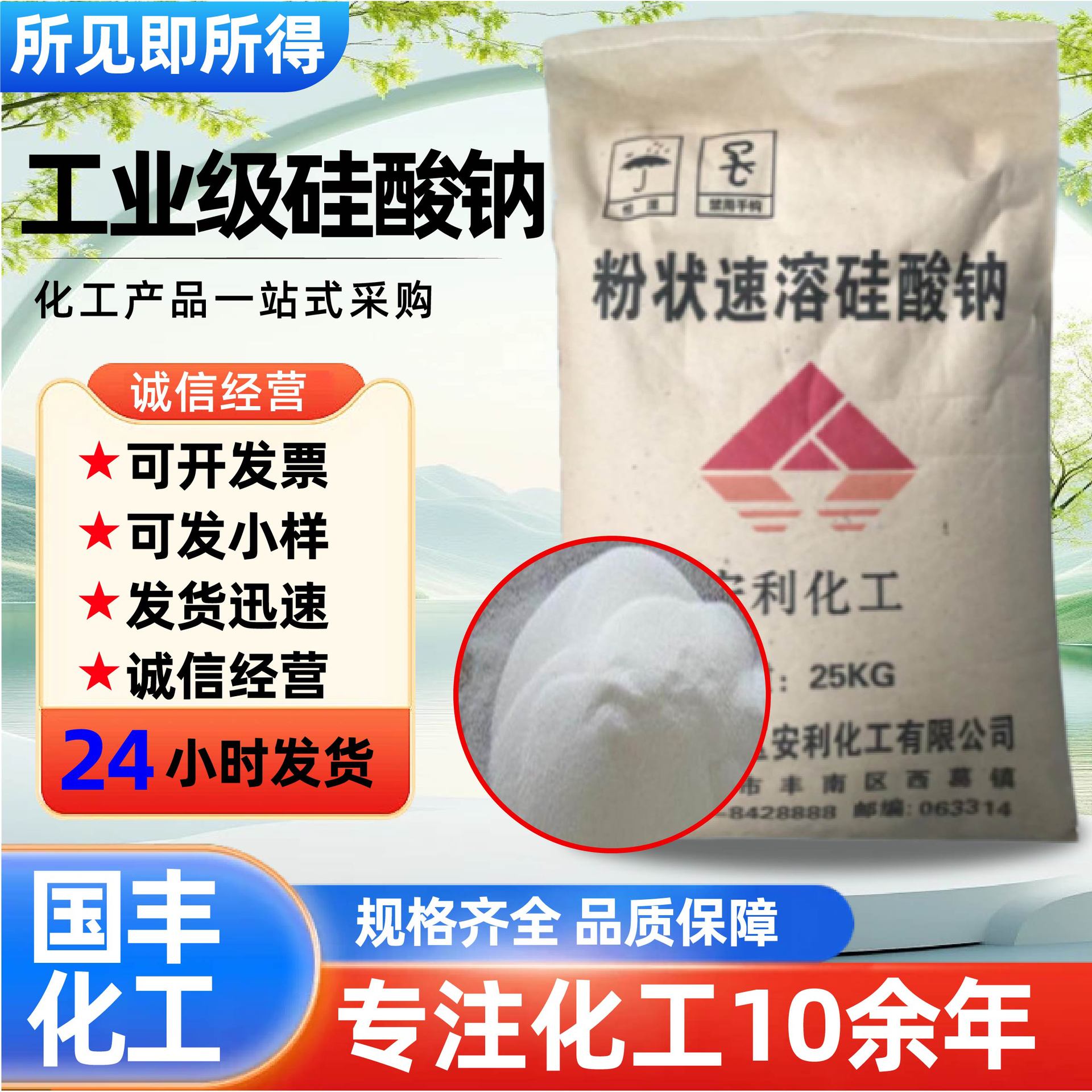 工业级粉状速溶硅酸钠 污水处理山东厂家25kg/袋粉状无水硅酸钠