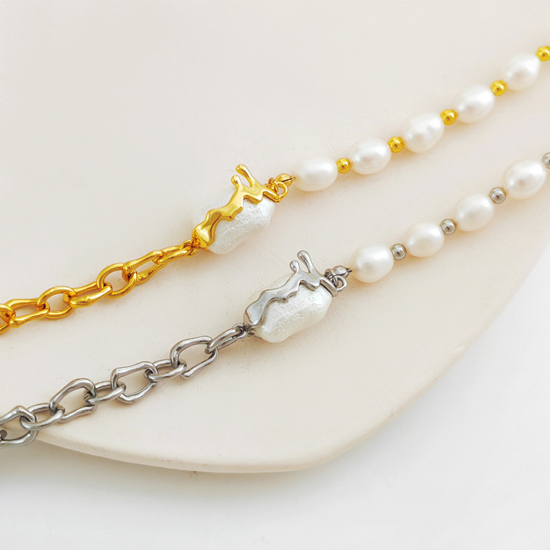 Fashion Irregular Copper Patchwork Pearl Bracelets 1 Piece