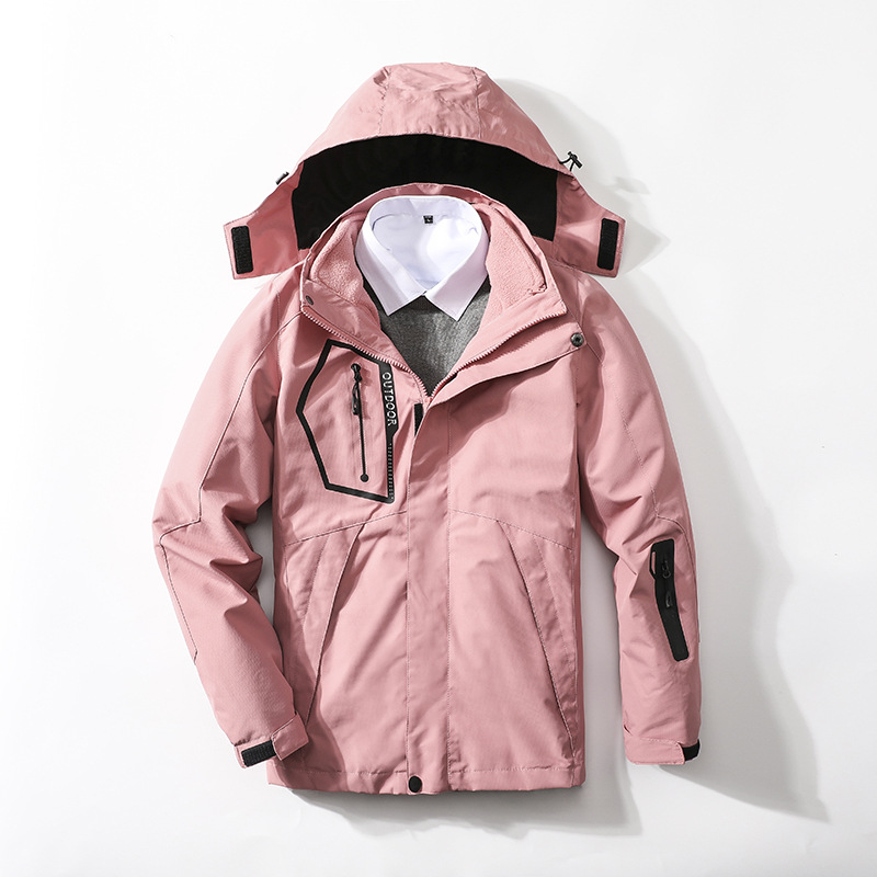 跨境秋冬户外运动三合一两件套冲锋衣男休闲运动保暖滑雪服情侣款