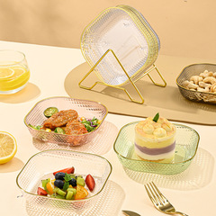 Ins-style light luxury household snack tray household fruit tray simple transparent fruit basket high-end gold edge boneless dip tray