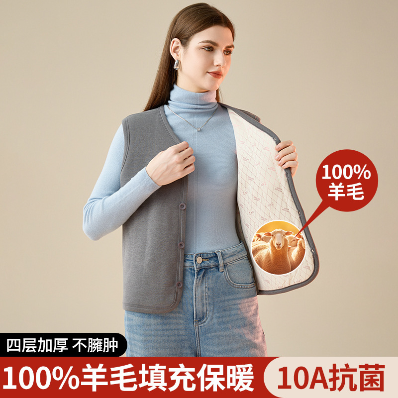 Wool-Filled Inner Layer Warm Vest for Women, New Autumn and Winter Style, Fleece-Lined and Thickened Sleeveless Vest, One-Piece Wholesale