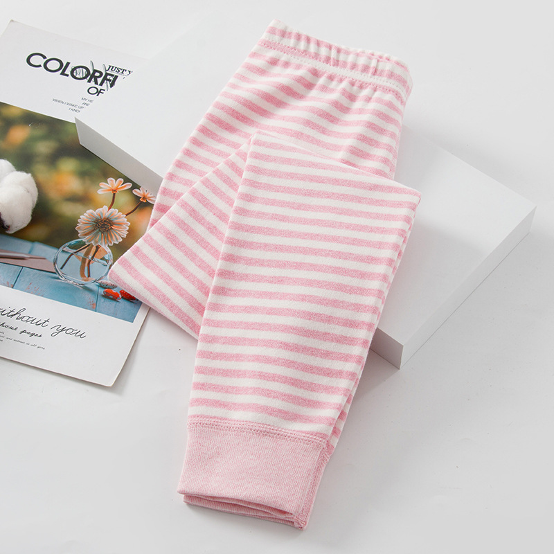 Ding-Shu Rong Colored Cotton Pants) Striped Pink