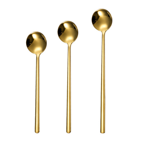 410 stainless steel spoon ins style simple commercial coffee spoon golden small round spoon cute dessert spoon tableware gift